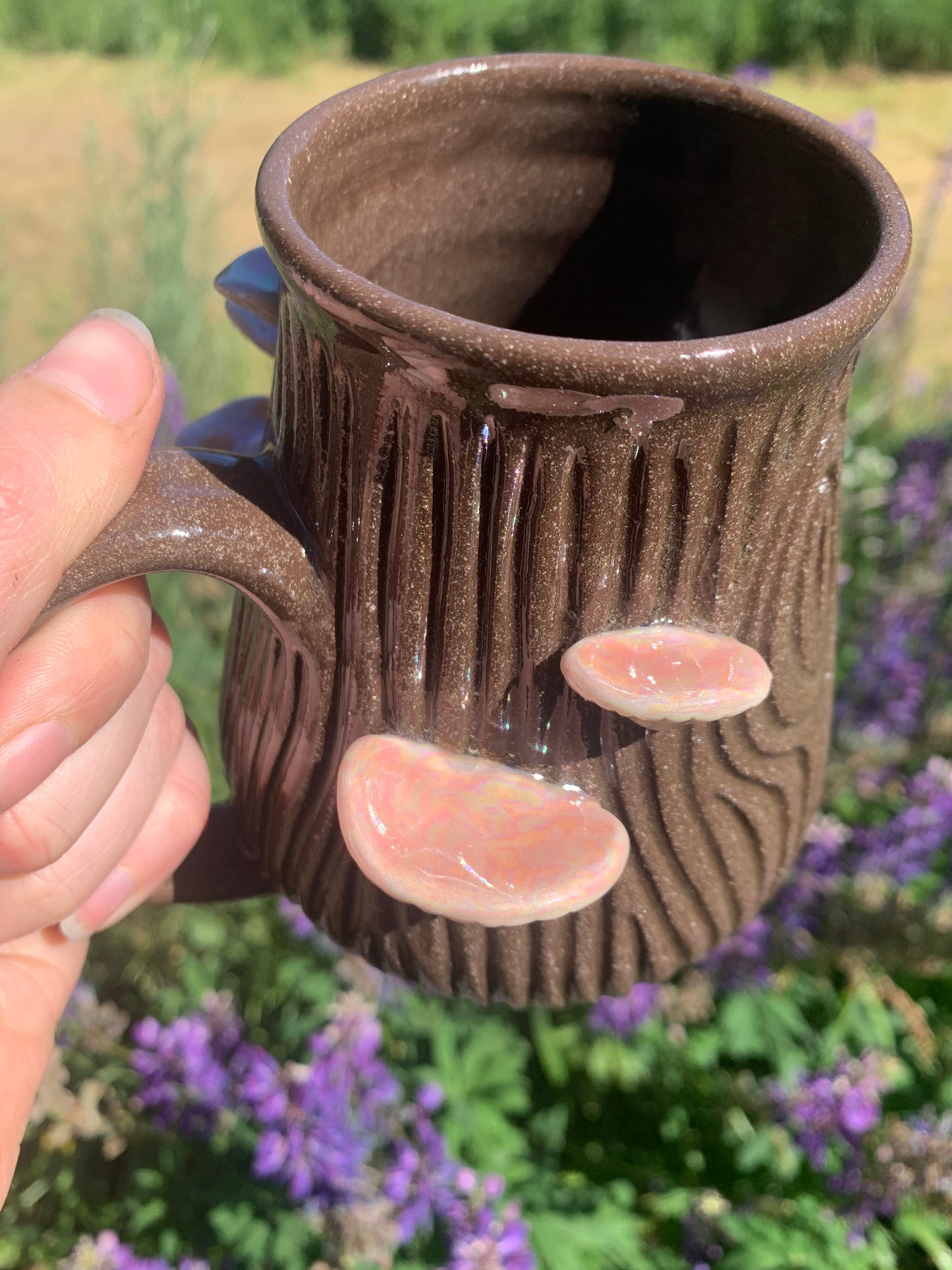 Dark Oak Mug with shelf mushrooms