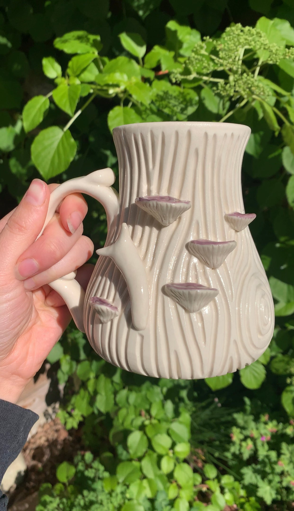 Light Oak Mug with mushrooms