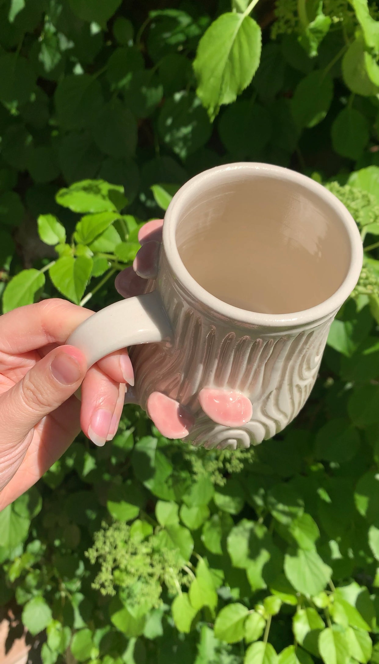 Light Oak Mug with mushrooms