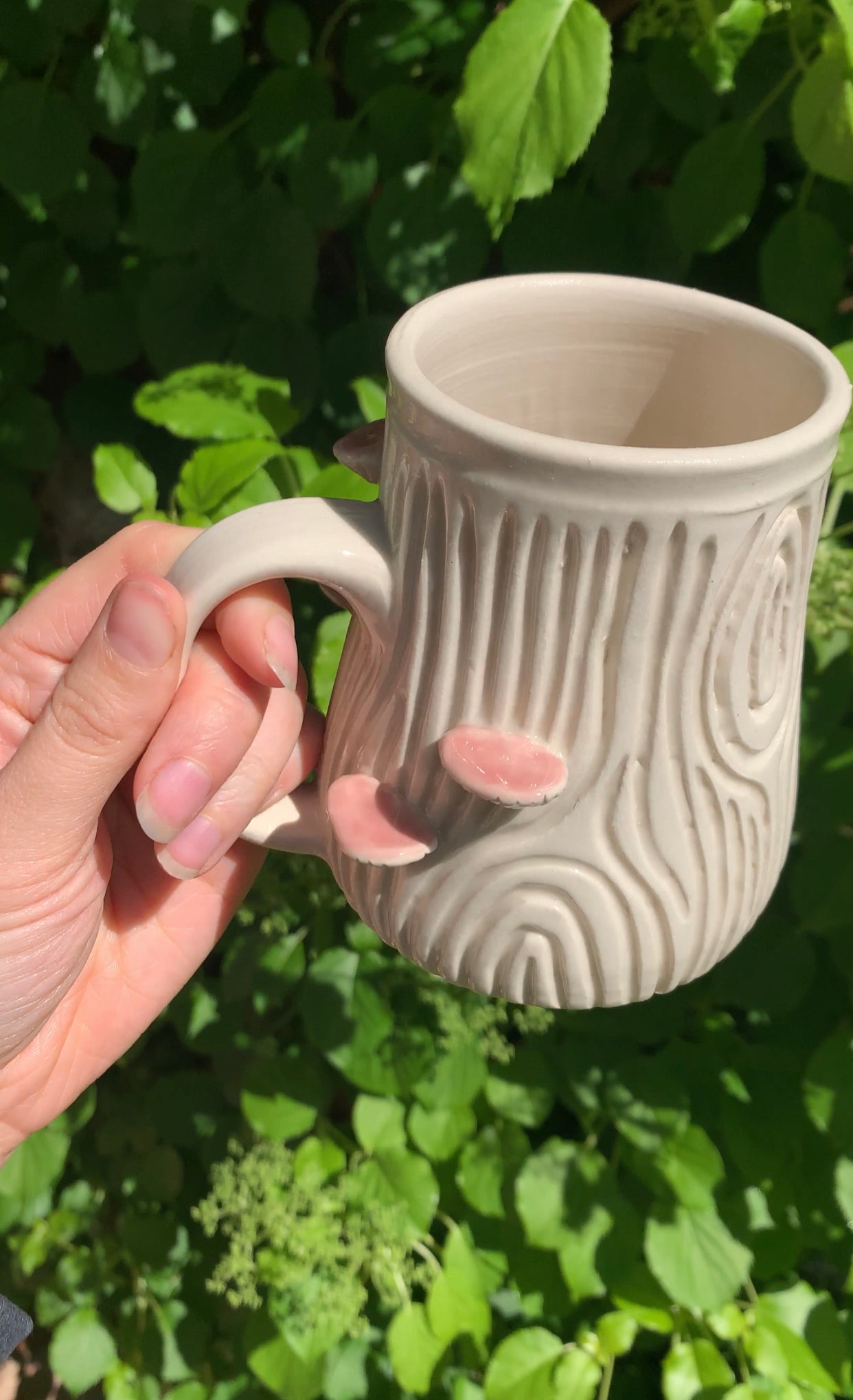 Light Oak Mug with mushrooms